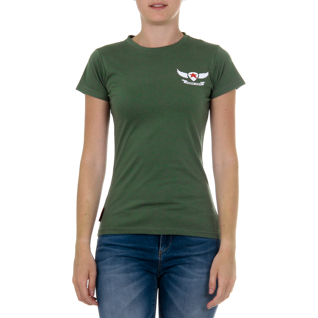 Camiseta Andrew Charles para mujer, manga corta, cuello redondo, verde TARANA