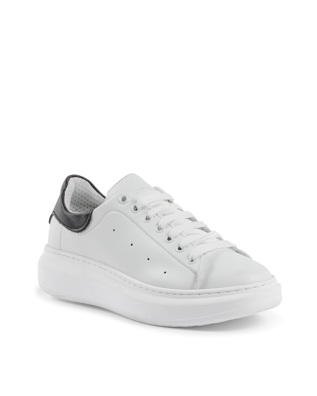 19V69 Italia Womens Sneaker White Black 719 PELLE BIANCO PELLE NERO
