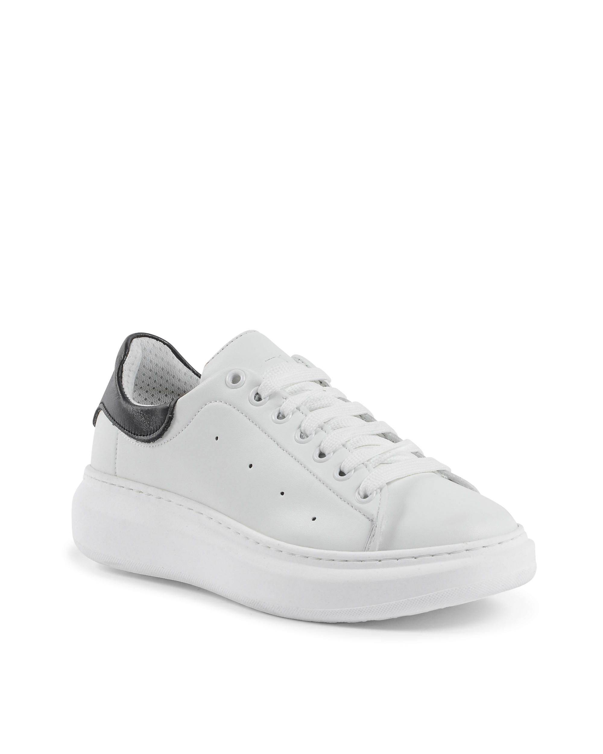 19V69 Italia Womens Sneaker White Black 719 PELLE BIANCO PELLE NERO
