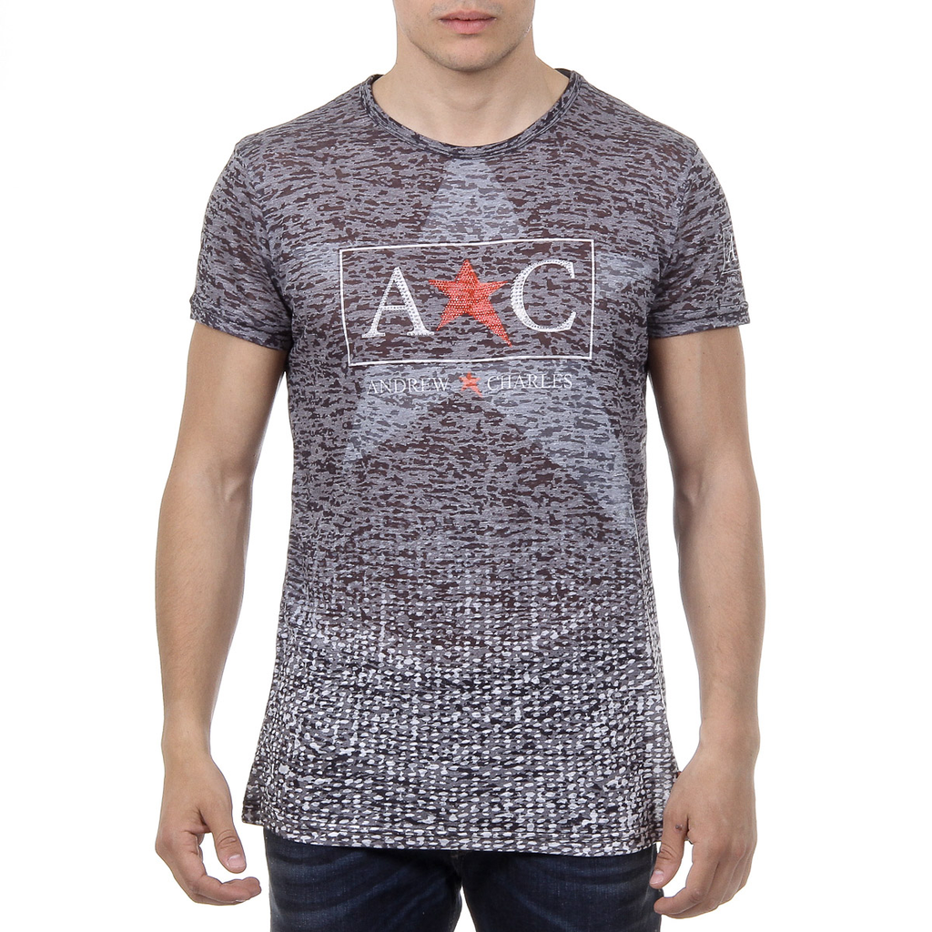Andrew Charles Mens T-Shirt Short Sleeves Round Neck Black LEVI