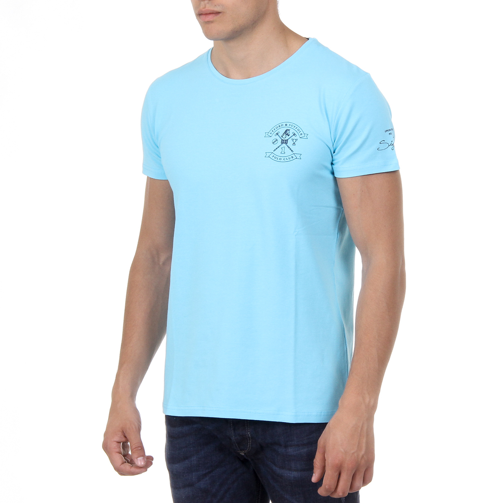Camiseta de hombre Ufford & Suffolk Polo Club, manga corta, cuello redondo, US028, azul