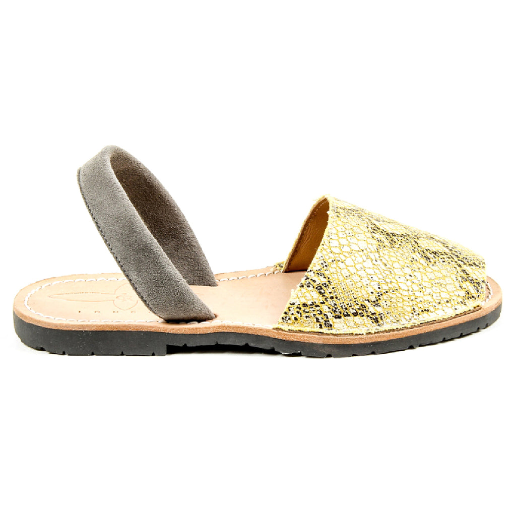 Sandalia plana Del Rio London para mujer, efecto serpiente, algodón, 14SS10902