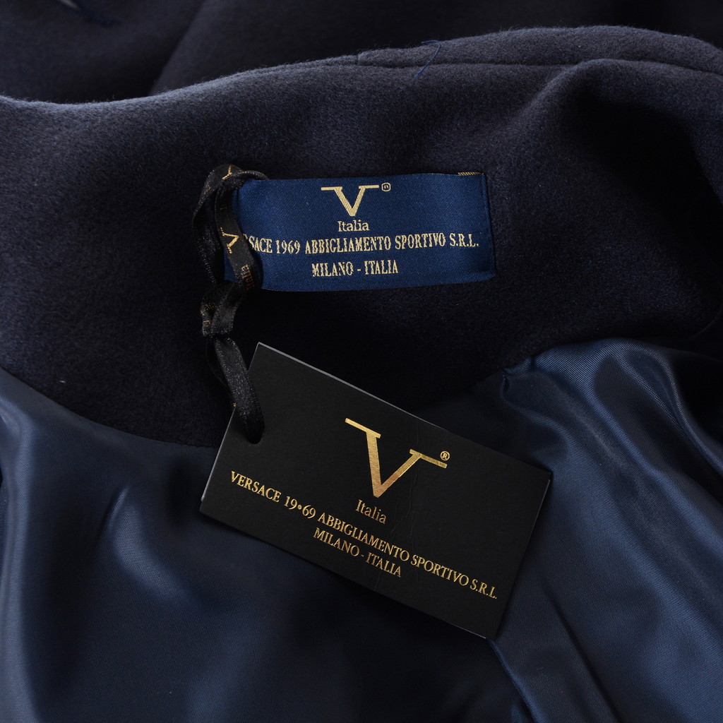 V 1969 Italia Abrigo de mujer Mangas largas Azul oscuro STOCCOLMA