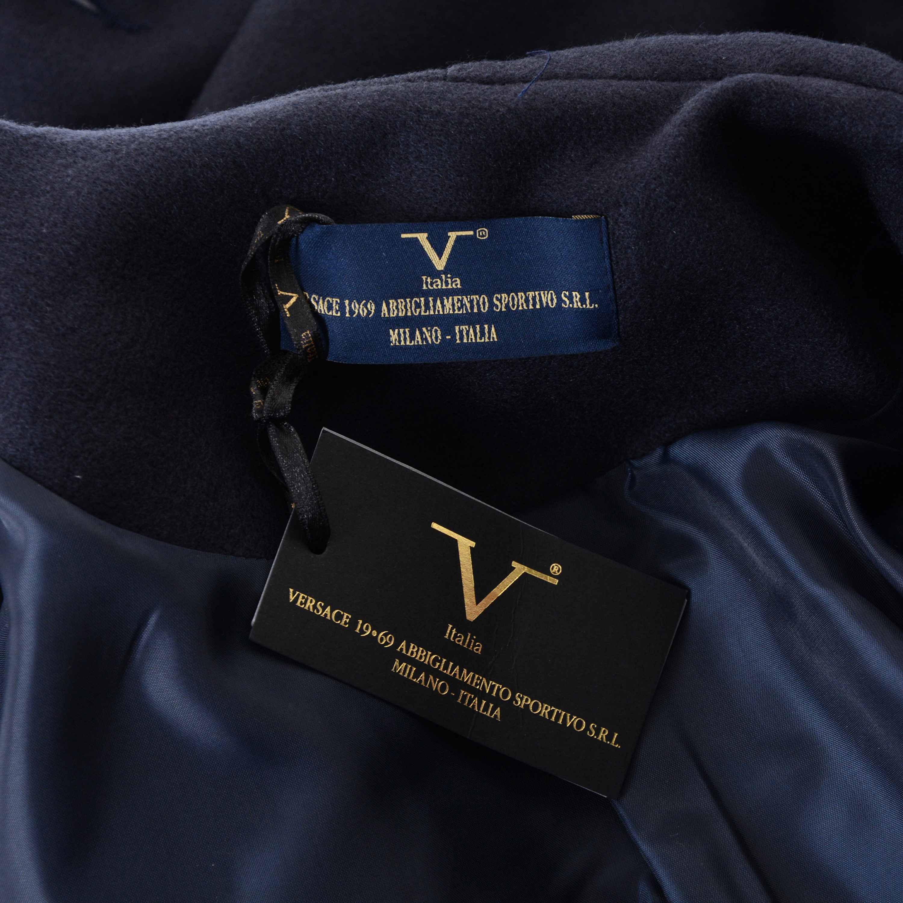 V 1969 Italia Abrigo de mujer Mangas largas Azul oscuro STOCCOLMA