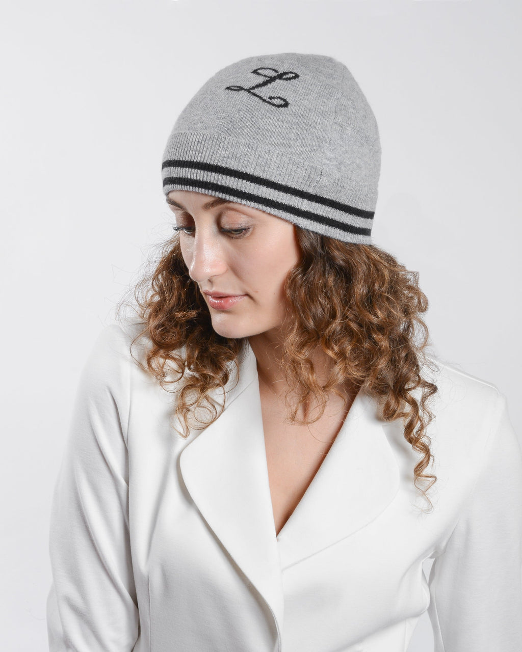 Gorro de cachemira con monograma - Gris