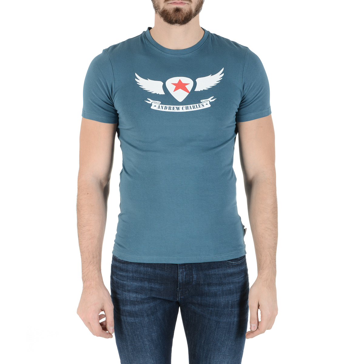Camiseta Andrew Charles para hombre, manga corta, cuello redondo, verde, KEITA