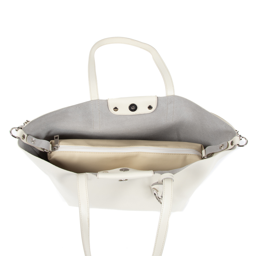 Bolso de mano para mujer V 1969 Italia en JERSEY blanco