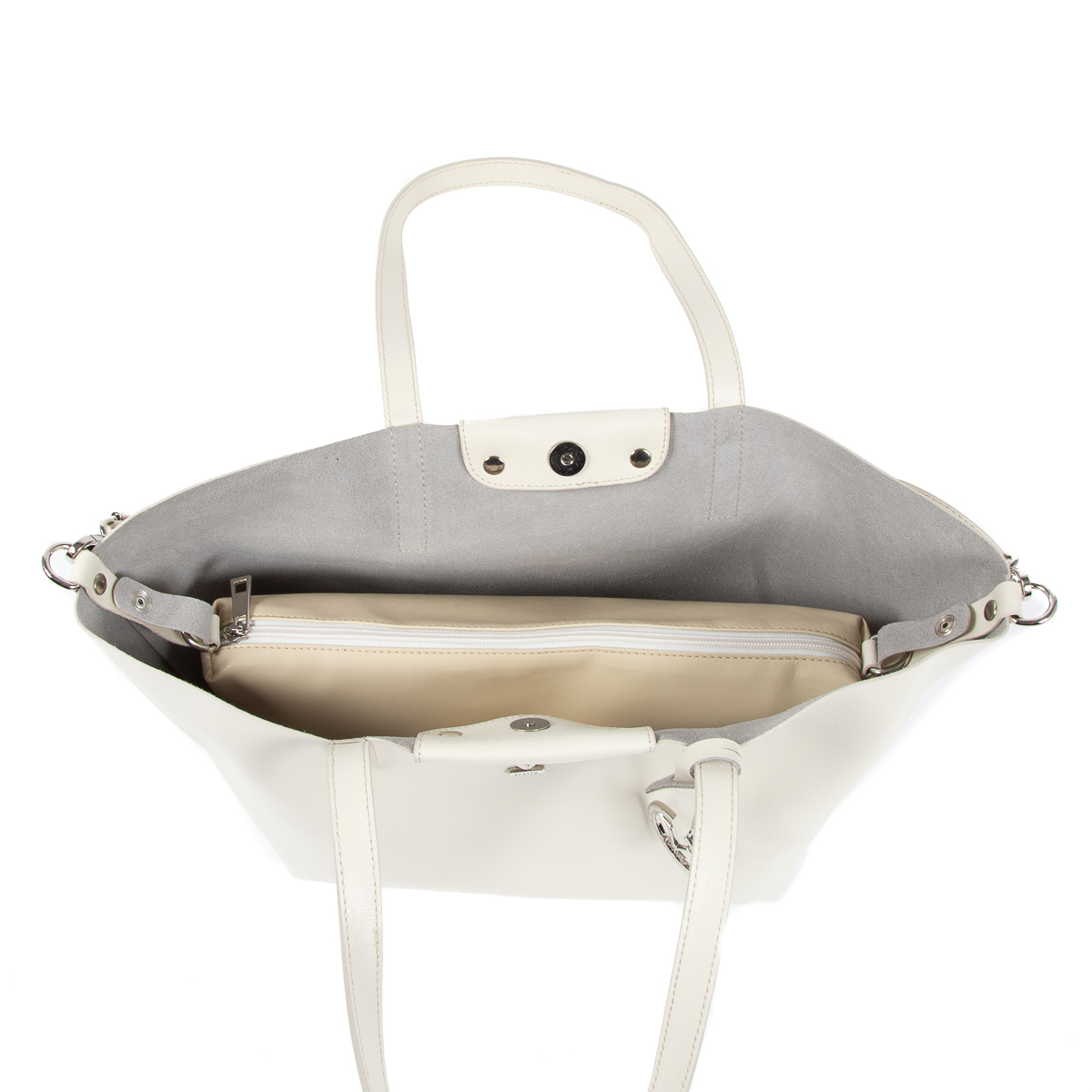 Bolso de mano para mujer V 1969 Italia en JERSEY blanco