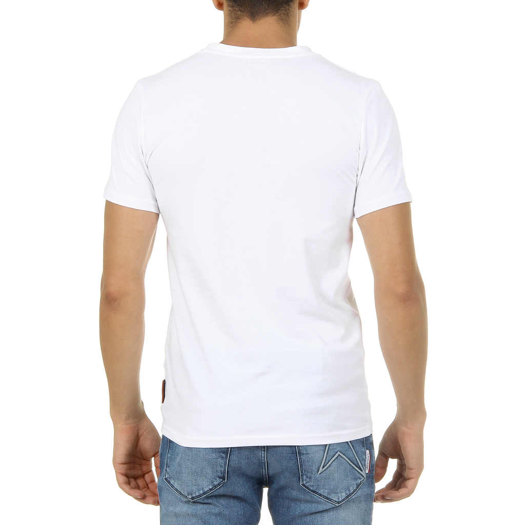 Camiseta Andrew Charles para hombre, manga corta, cuello en V, blanca, KENAN