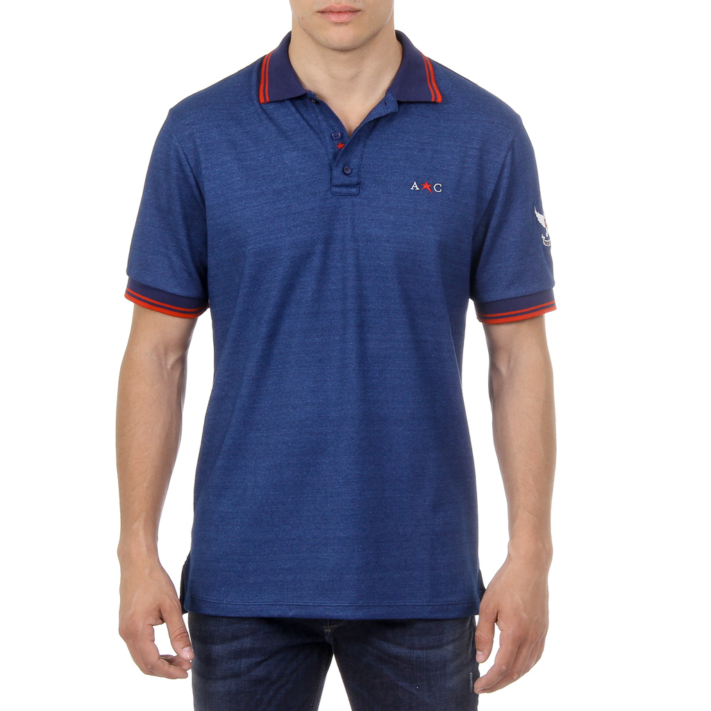 Polo Andrew Charles de manga corta para hombre azul STEVE