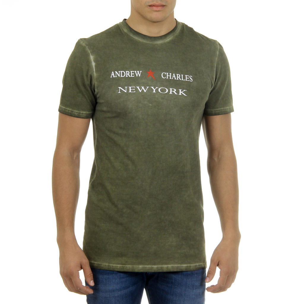 Camiseta Andrew Charles para hombre, manga corta, cuello redondo, verde, KARITA