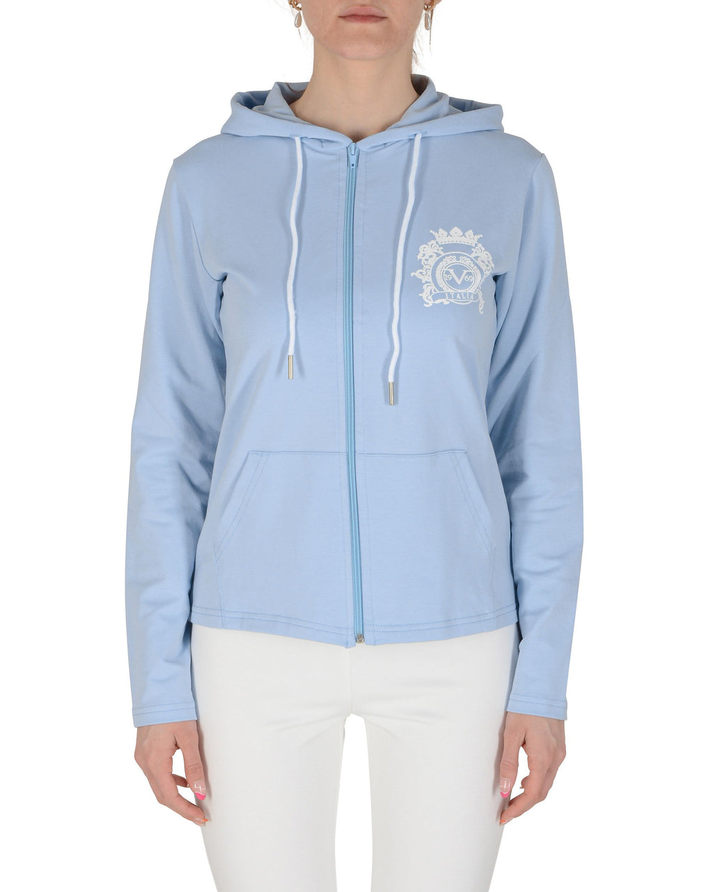 19V69 Italia Sudadera con capucha para mujer azul claro ELEANA SUDADERA CON CAPUCHA AZUL CLARO
