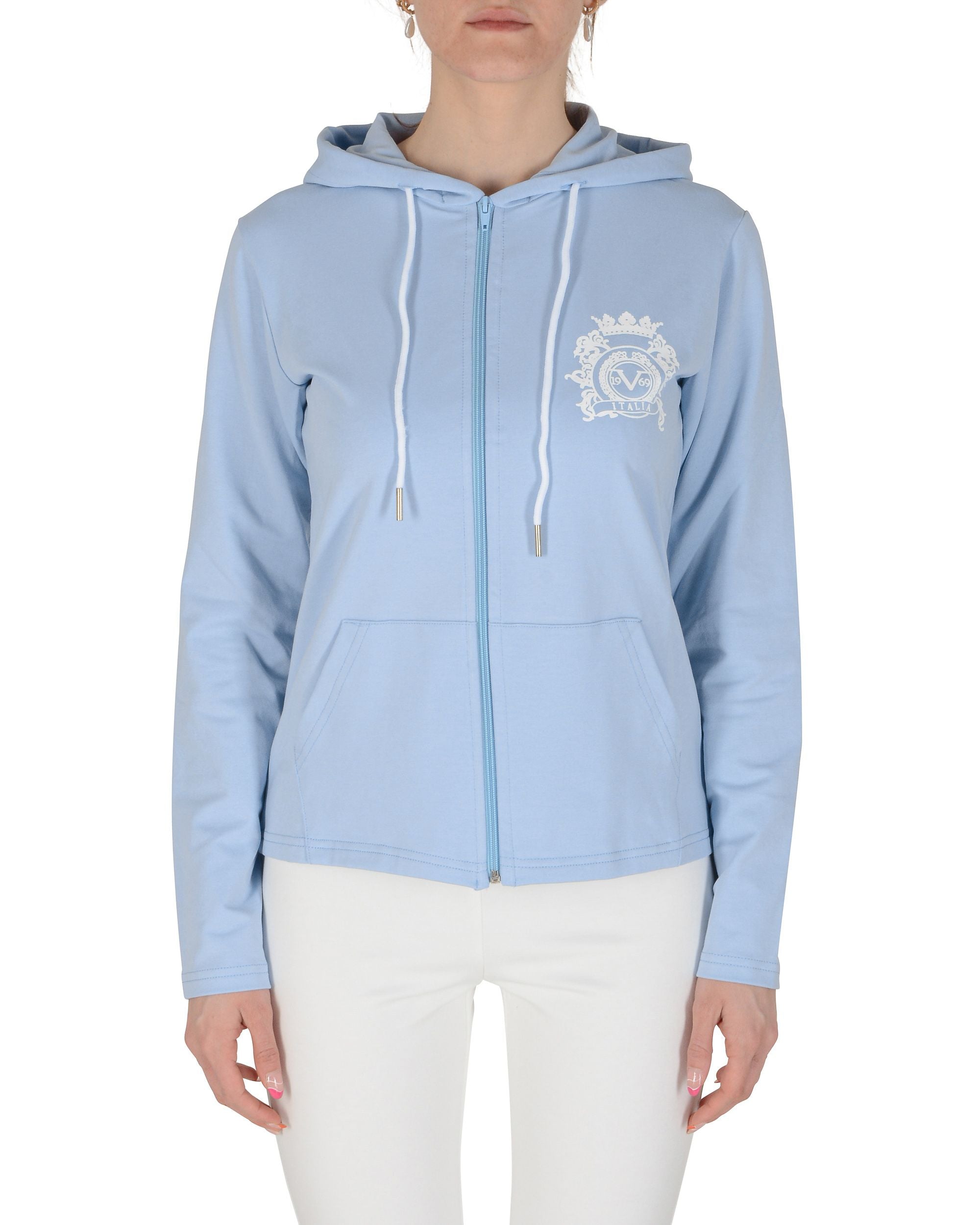 19V69 Italia Sudadera con capucha para mujer azul claro ELEANA SUDADERA CON CAPUCHA AZUL CLARO