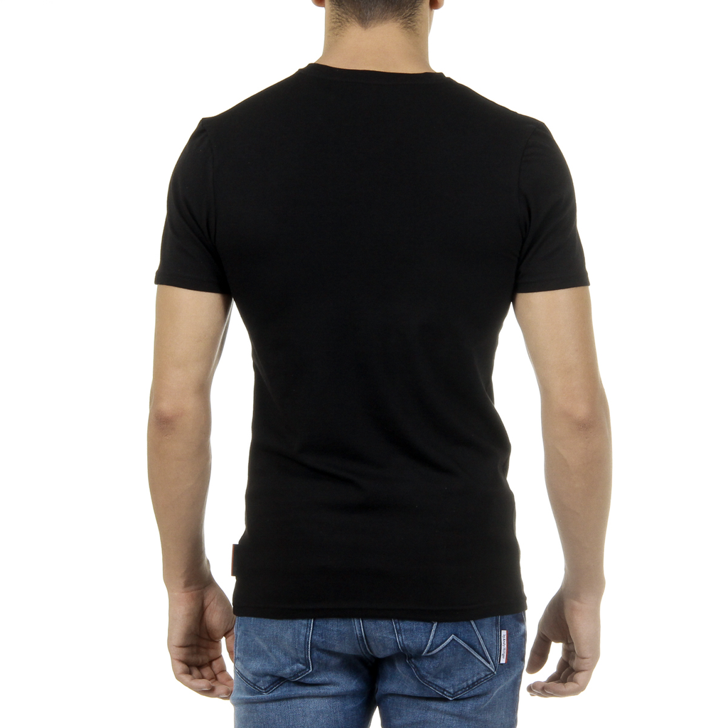 Camiseta Andrew Charles para hombre, manga corta, cuello en V, negra, KENAN