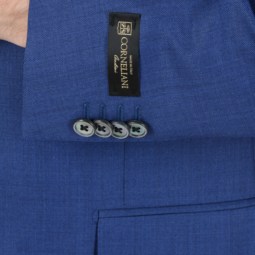 Corneliani Mens Suit Long Sleeves Blue Super 110's