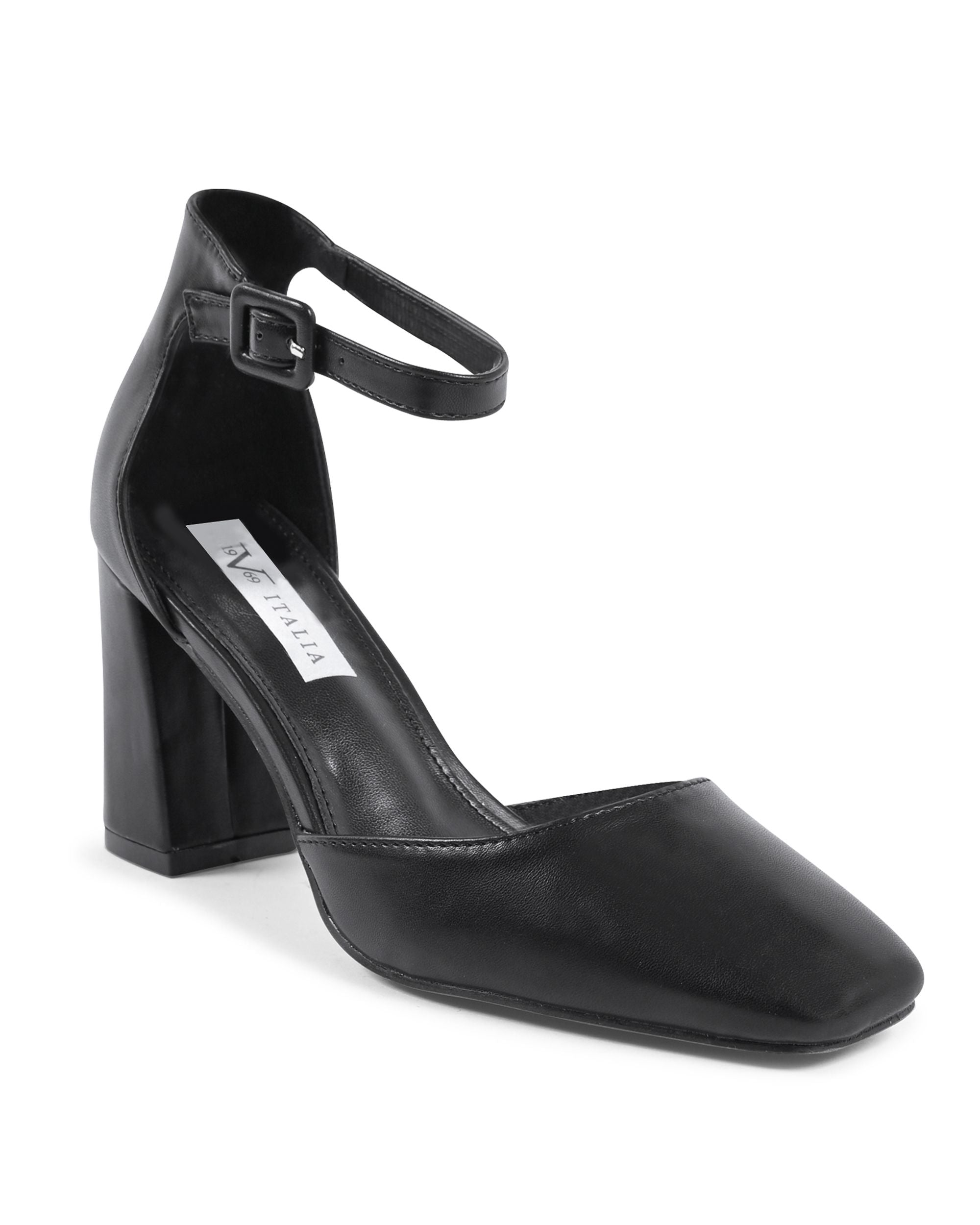 19V69 Italia - Zapatos de salón con tira al tobillo para mujer, color negro, HLL0127 NERO
