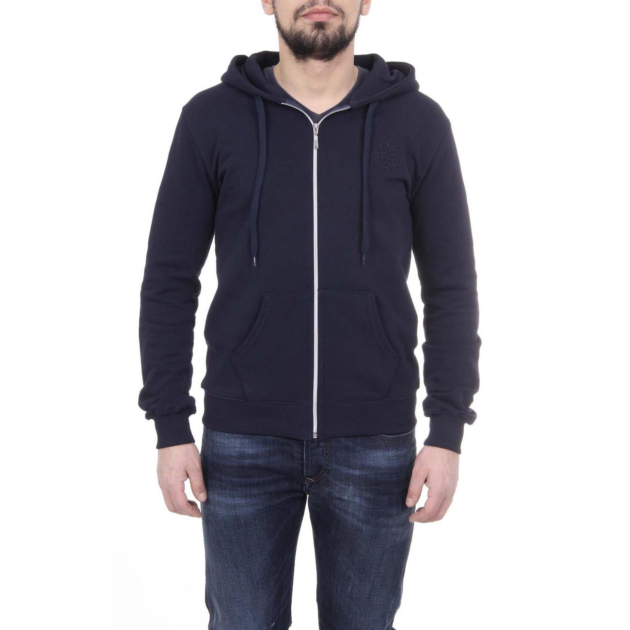 Sudadera con capucha y cremallera V 1969 Italia para hombre, ART. 4468 AZUL OSCURO