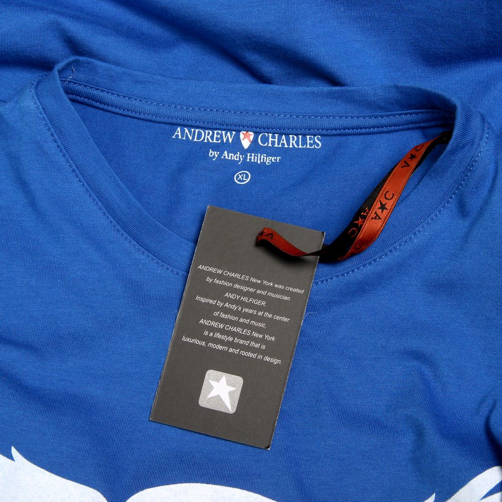Camiseta Andrew Charles para hombre, manga corta, cuello redondo, azul, KEITA