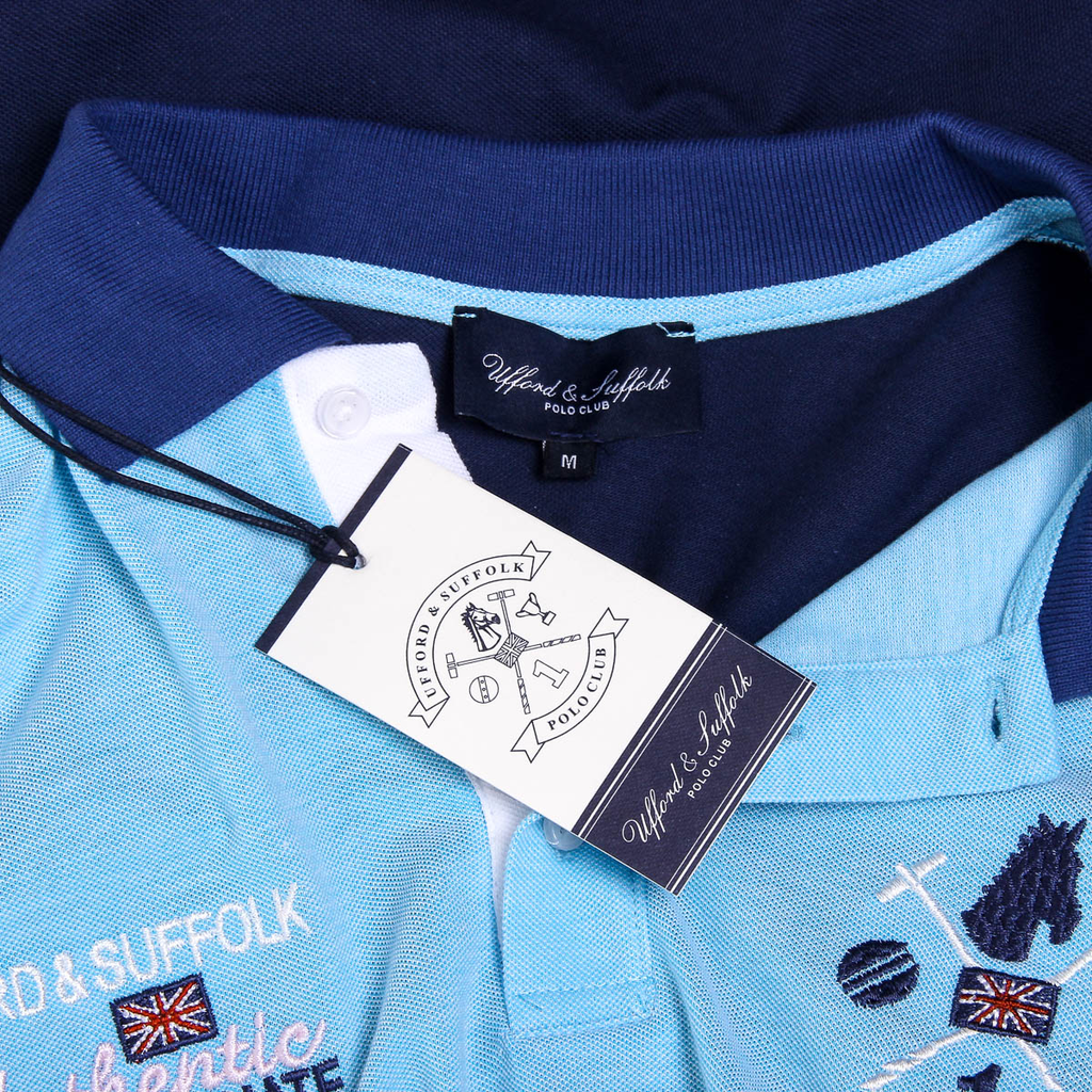 Polo Ufford & Suffolk Polo Club para hombre, manga corta, US009 TURQUESA