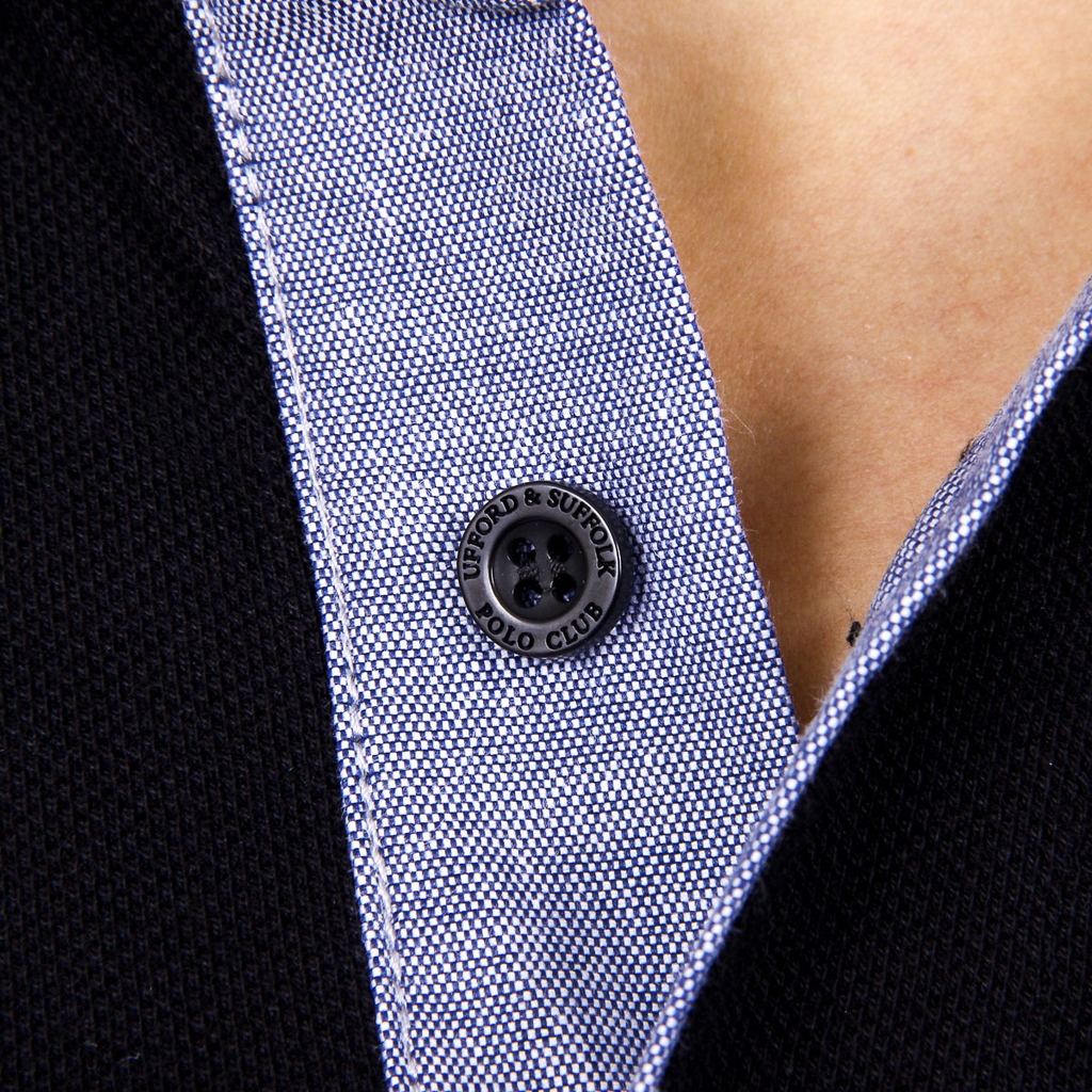 Polo Ufford & Suffolk Polo Club para hombre, manga corta, US026, negro