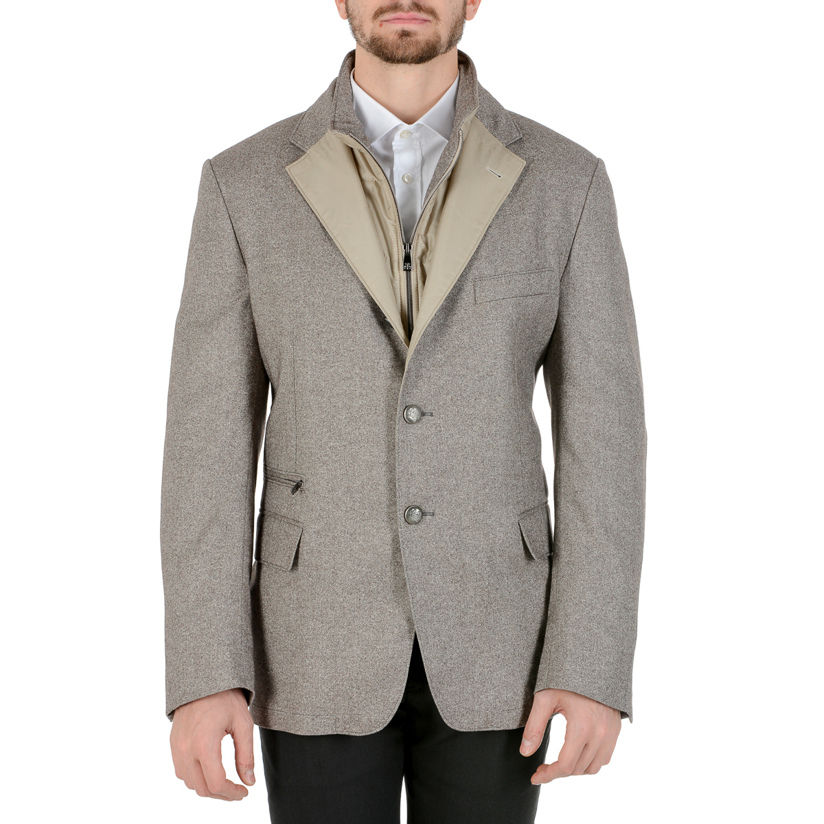 Corneliani Mens Jacket Long Sleeves Light Grey