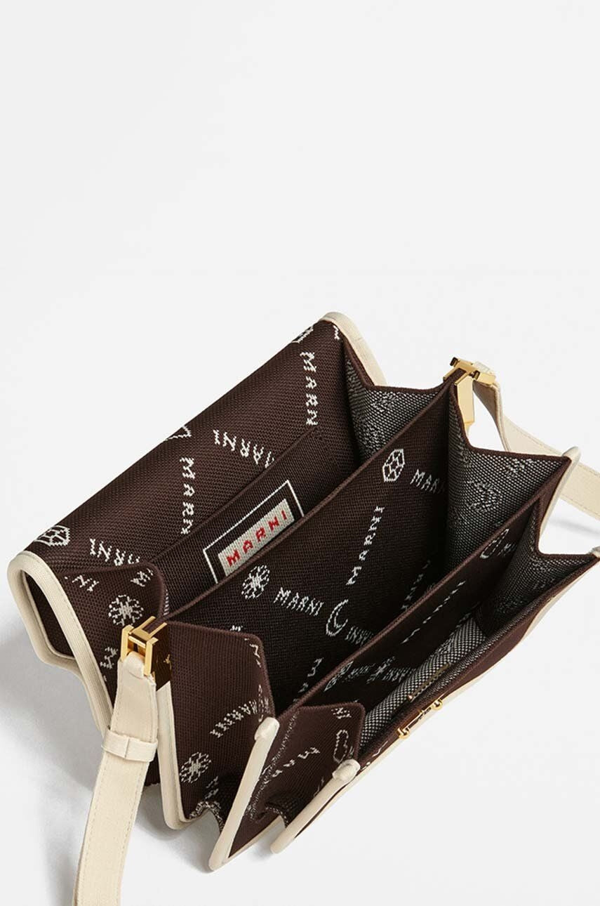 Bolso de hombro de tela Monogram de Marni en marrón