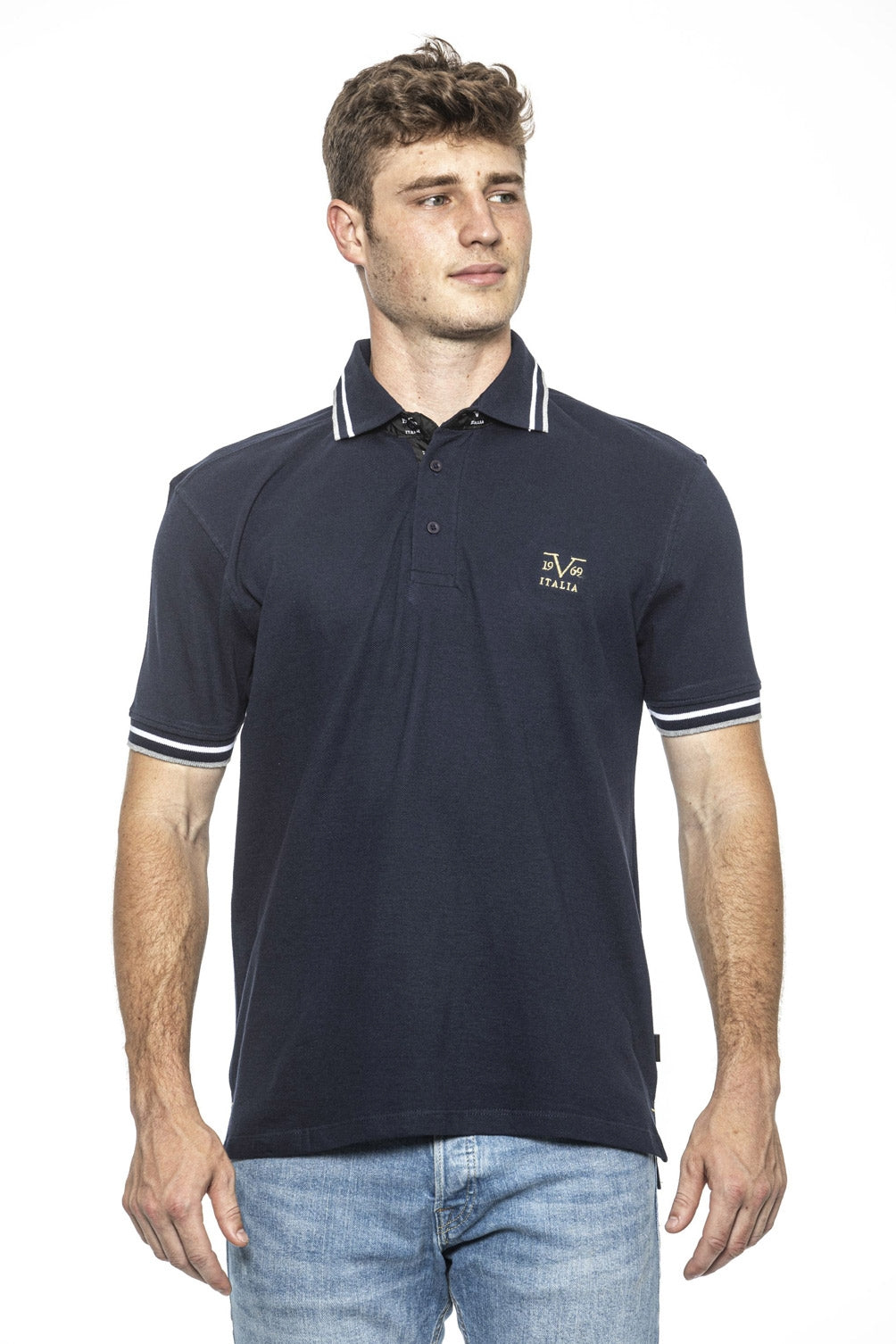 19V69 Italia Polo para hombre Azul RETRO AZUL MARINO