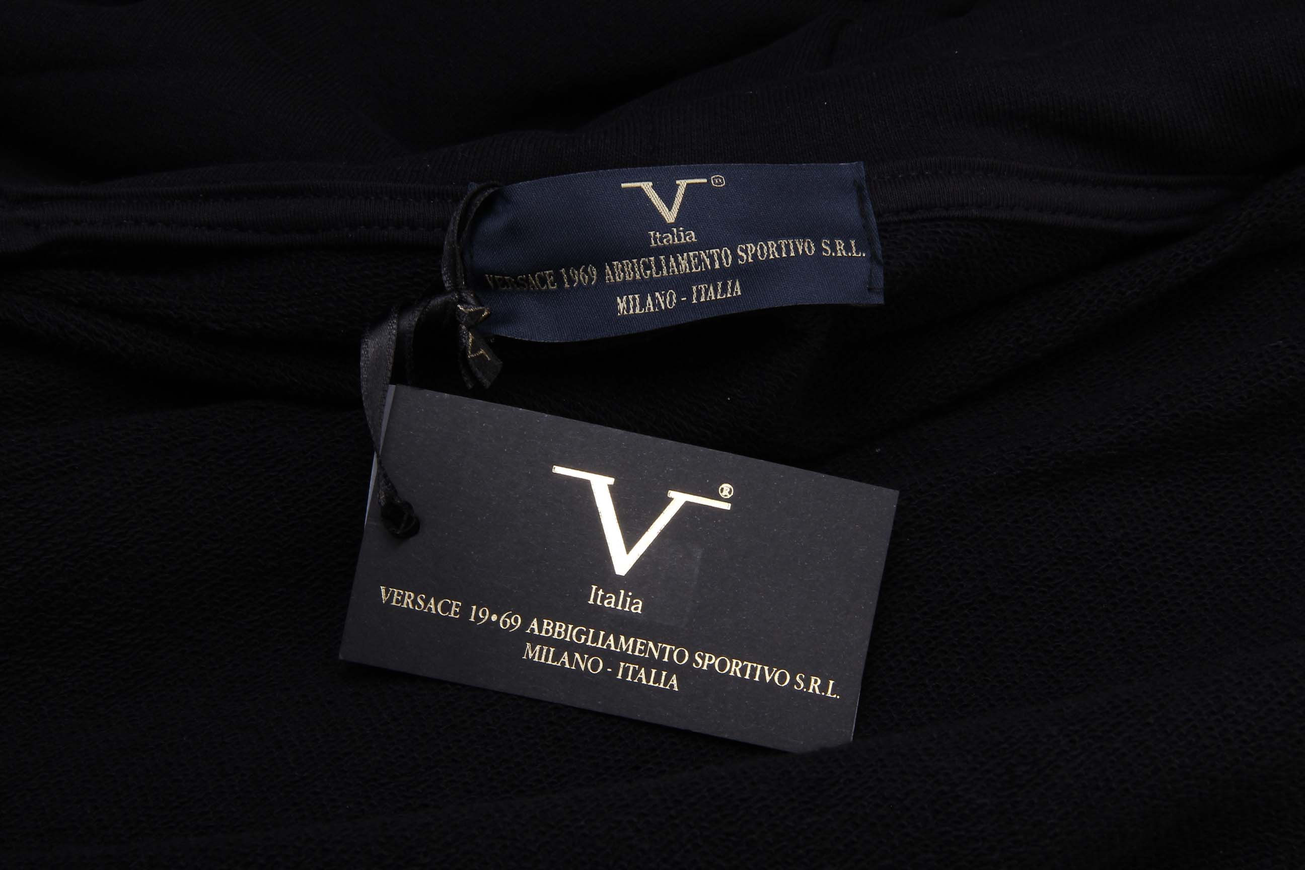 Sudadera con capucha y cremallera V 1969 Italia para hombre, ART. 4468 NEGRO
