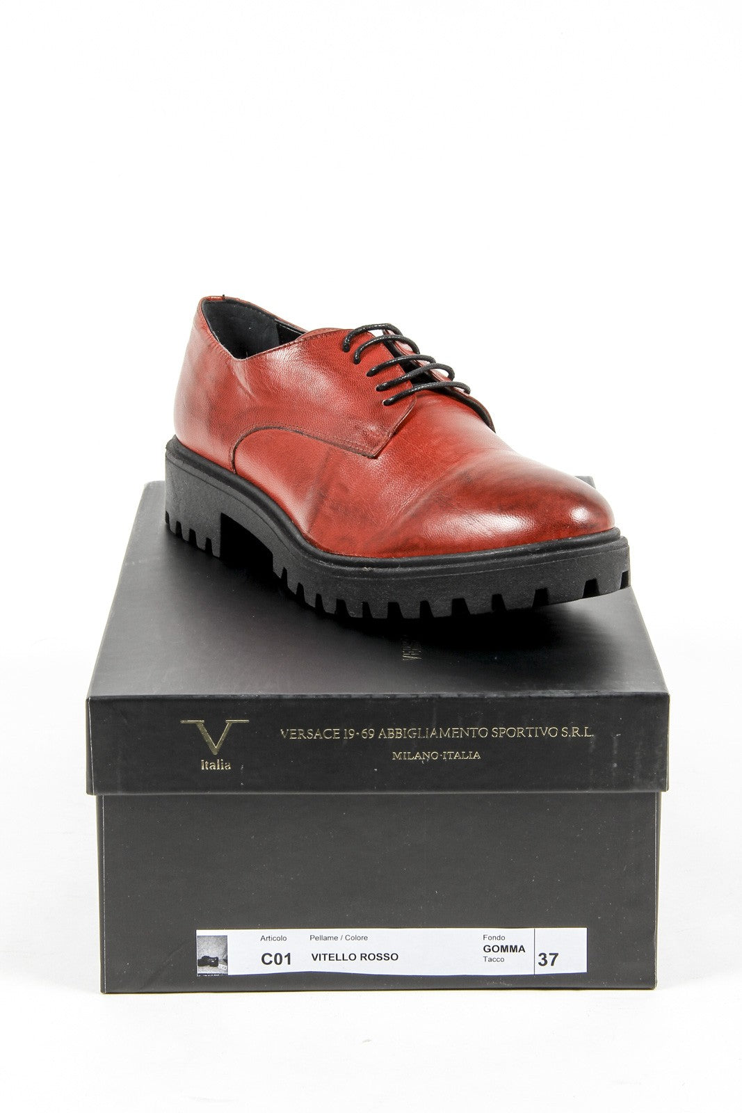 V 1969 Italia Zapato con cordones para mujer C01 VITELLO ROSSO
