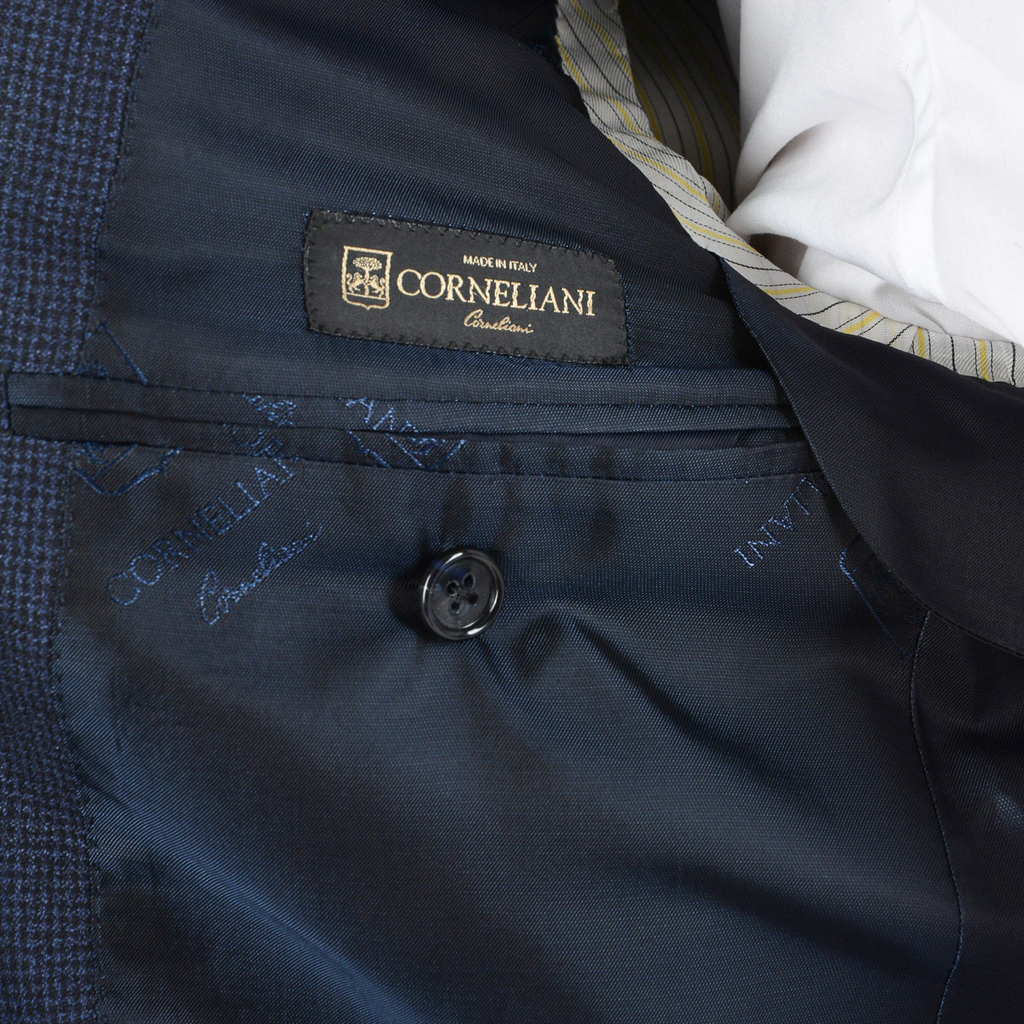 Corneliani Mens Suit Long Sleeves Dark Blue Super 150's