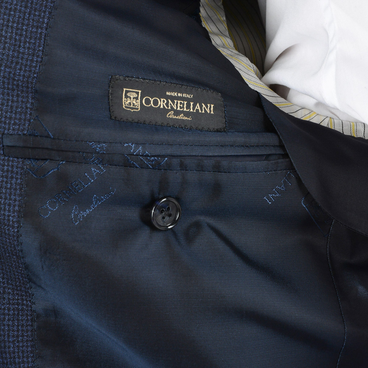 Corneliani Mens Suit Long Sleeves Dark Blue Super 150's