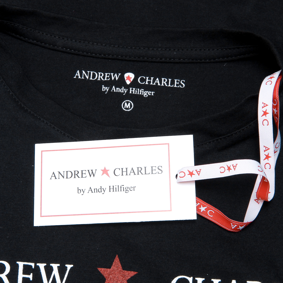 Camiseta Andrew Charles para mujer, manga corta, cuello redondo, color negro TARANA