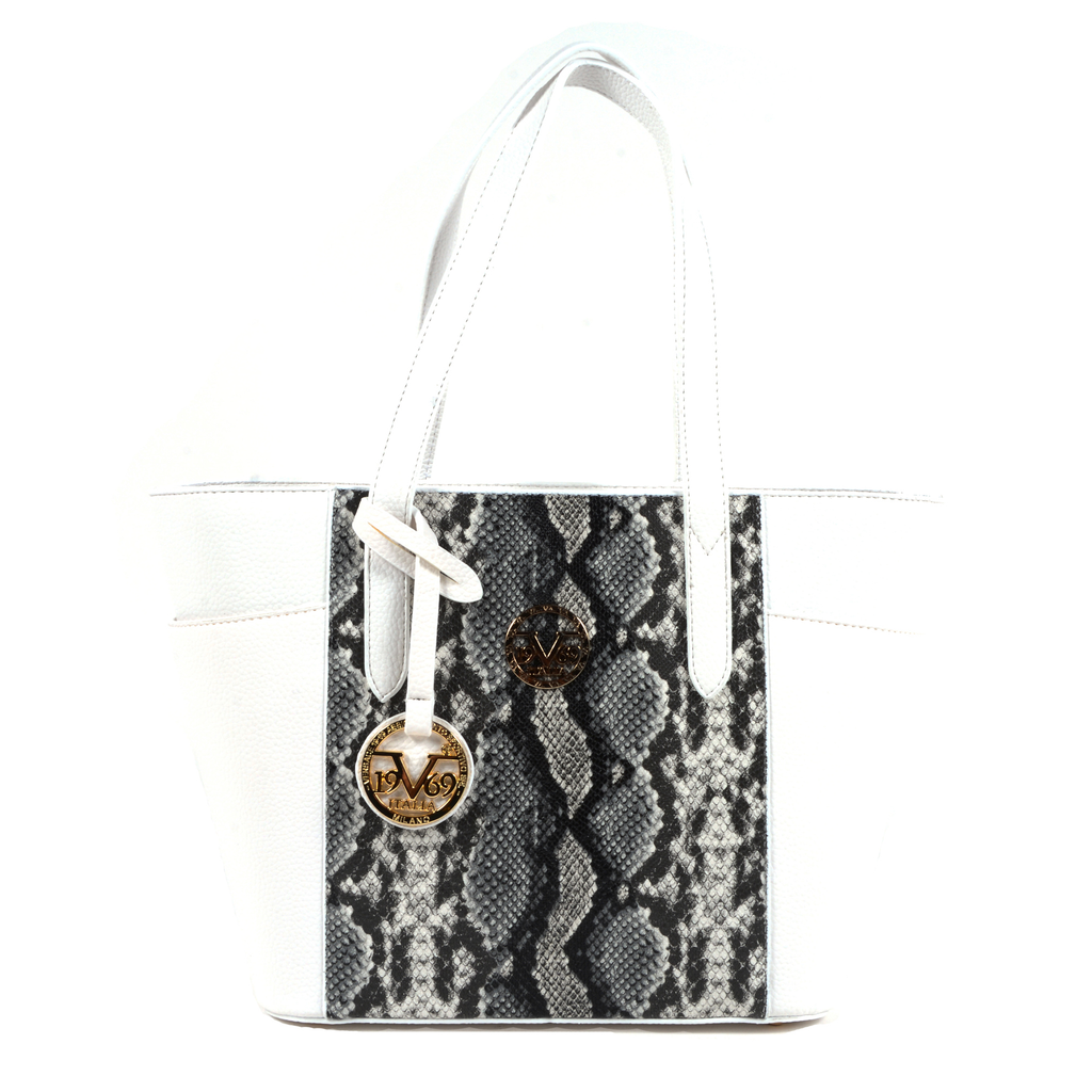 19V69 Italia Womens Handbag White 8000 PYTHON WHITE