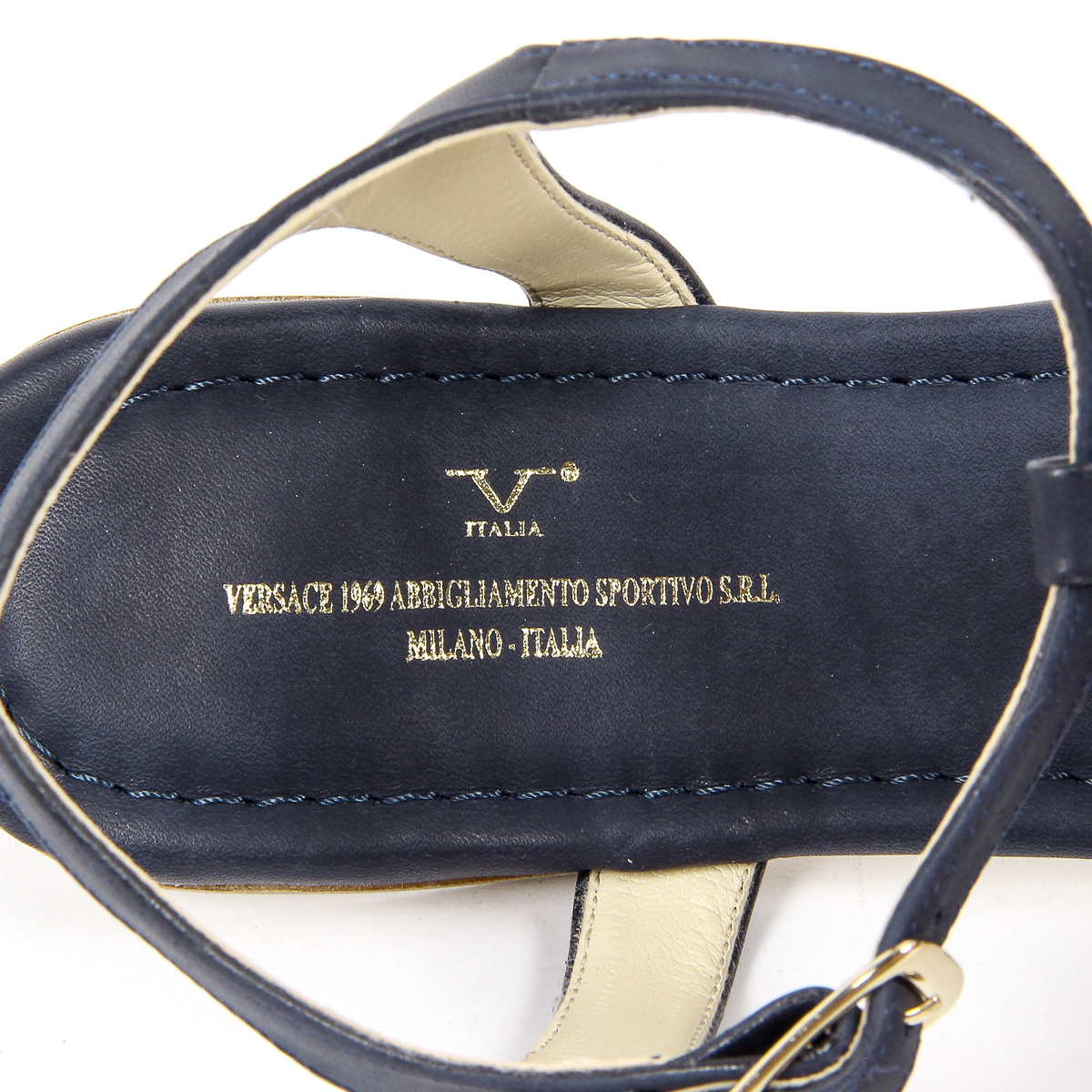 V 1969 Italia Sandalia plana para mujer Azul GRAZIA