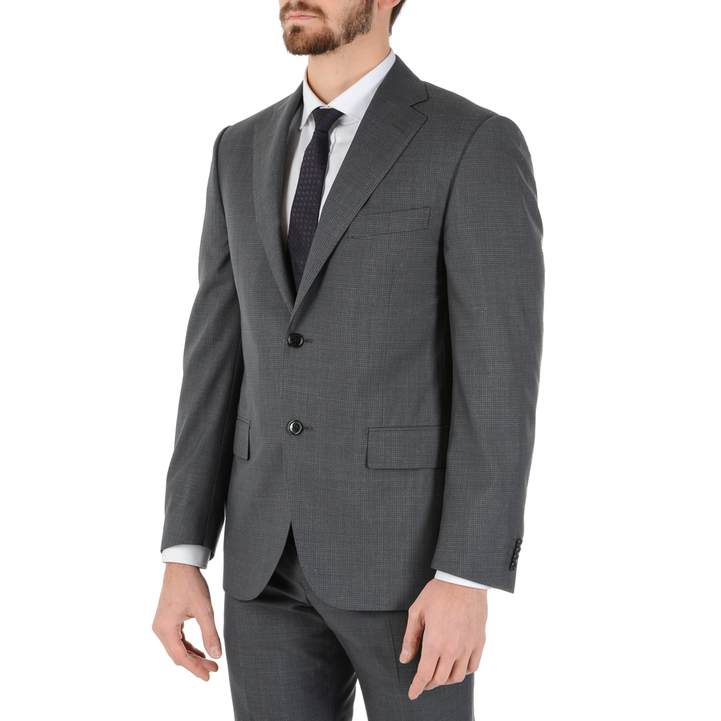 Corneliani Mens Suit Long Sleeves Dark Grey Super 130's