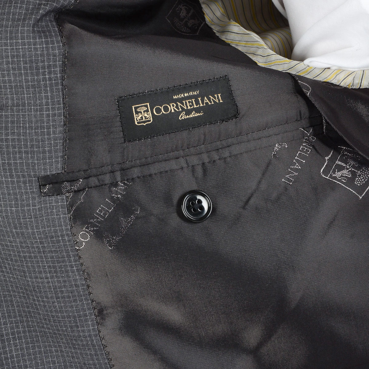 Corneliani Mens Suit Long Sleeves Dark Grey Super 130's