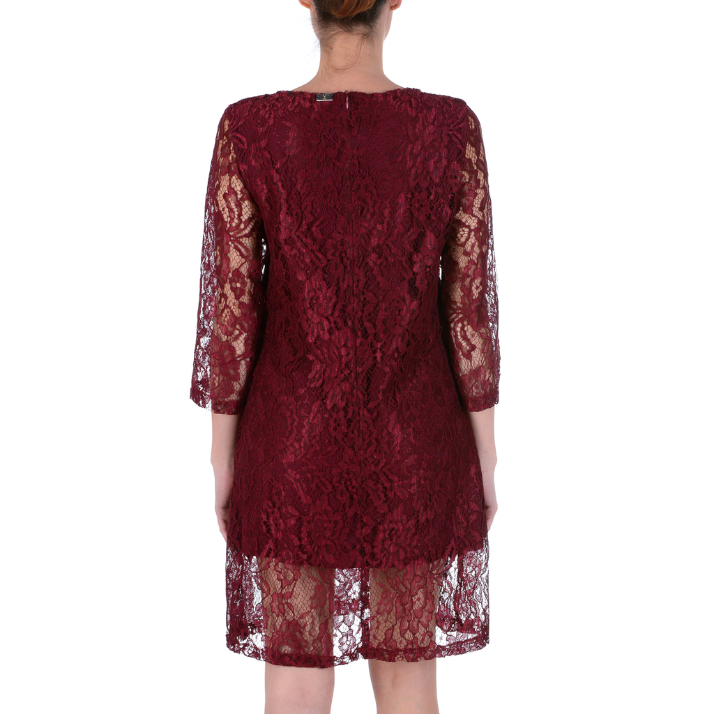 Vestido de mujer V 1969 Italia con mangas 3/4 Burdeos MILENA