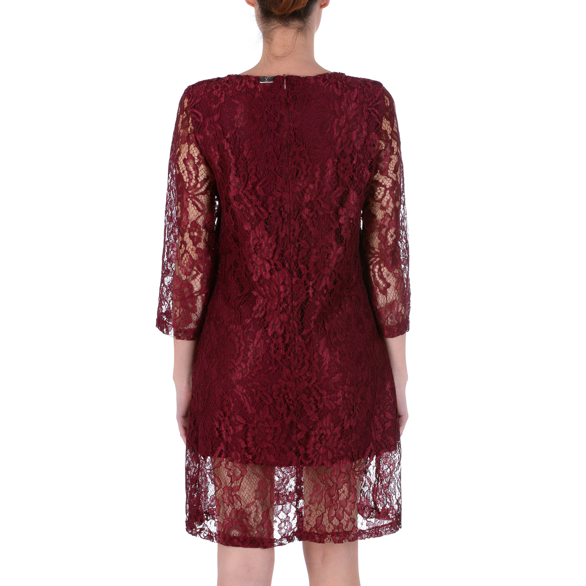 Vestido de mujer V 1969 Italia con mangas 3/4 Burdeos MILENA