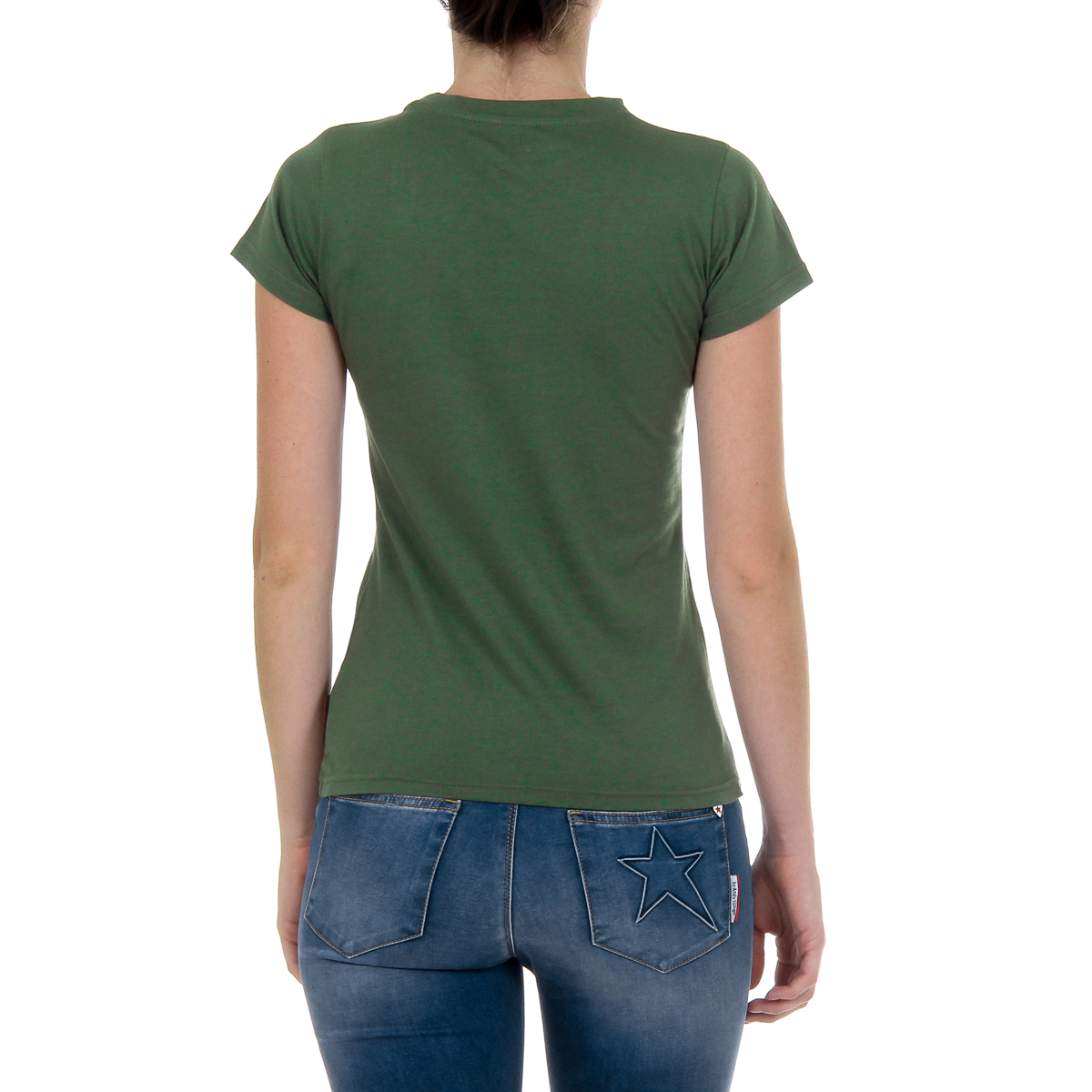 Camiseta Andrew Charles para mujer, manga corta, cuello redondo, verde TARANA