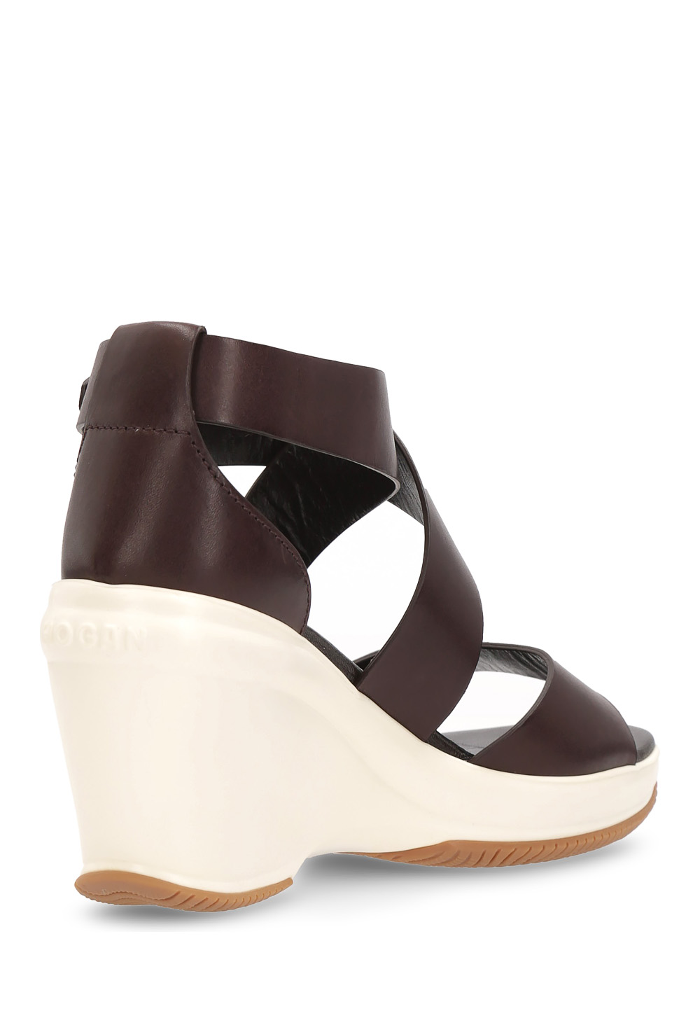 Sandalia de cuña Hogan para mujer, marrón oscuro, HXW1460A360AOFS807