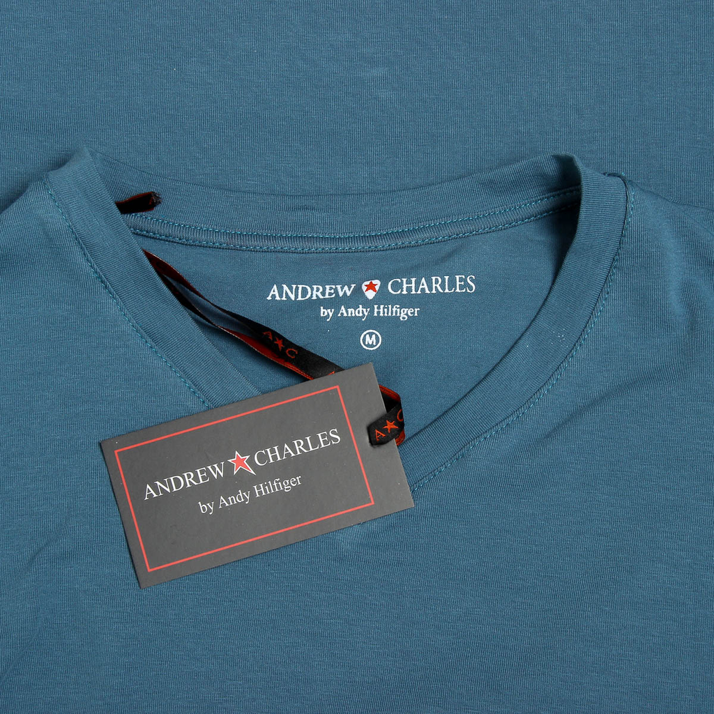 Camiseta Andrew Charles para hombre, manga corta, cuello en V, verde, KENAN