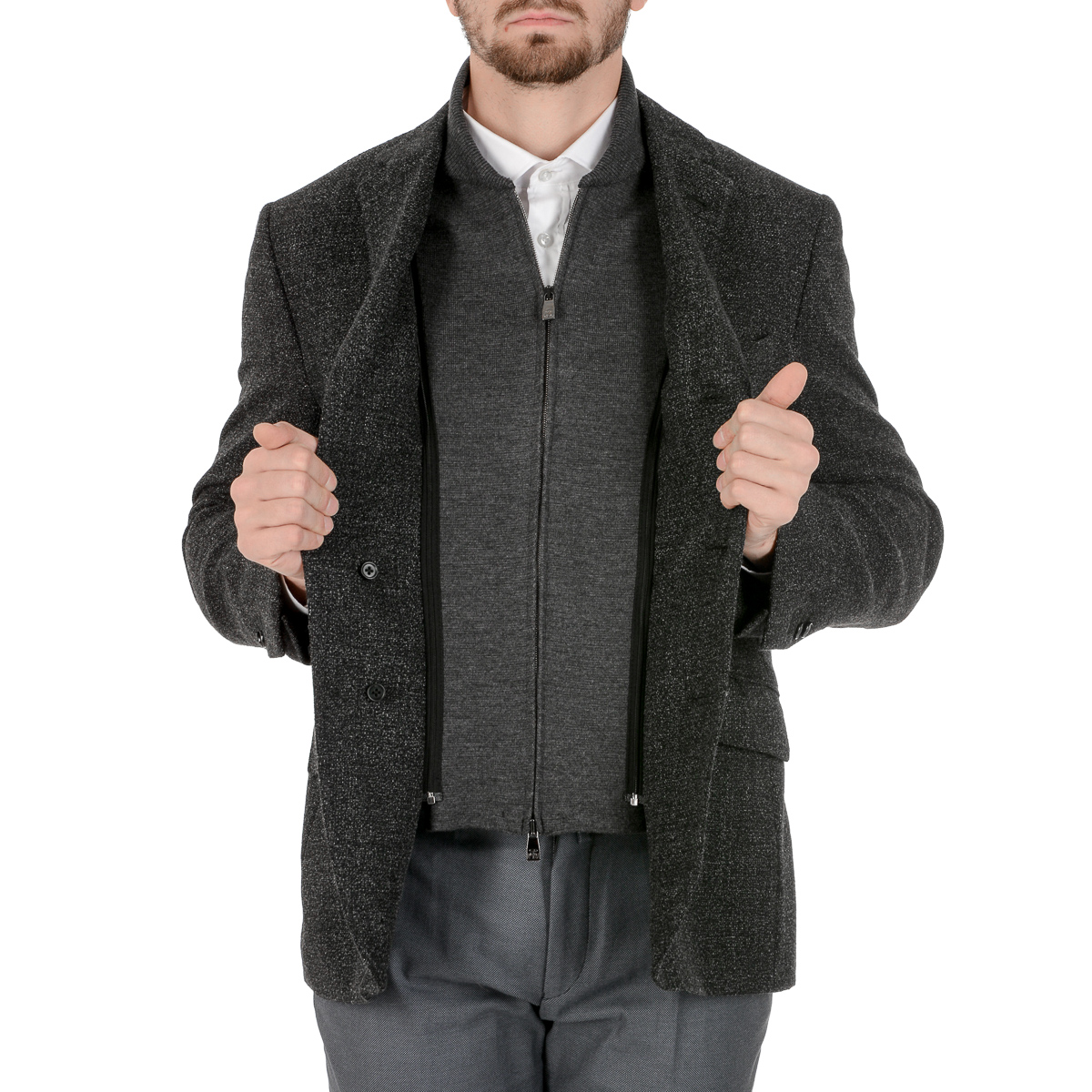 Corneliani Mens Jacket Long Sleeves Dark Grey