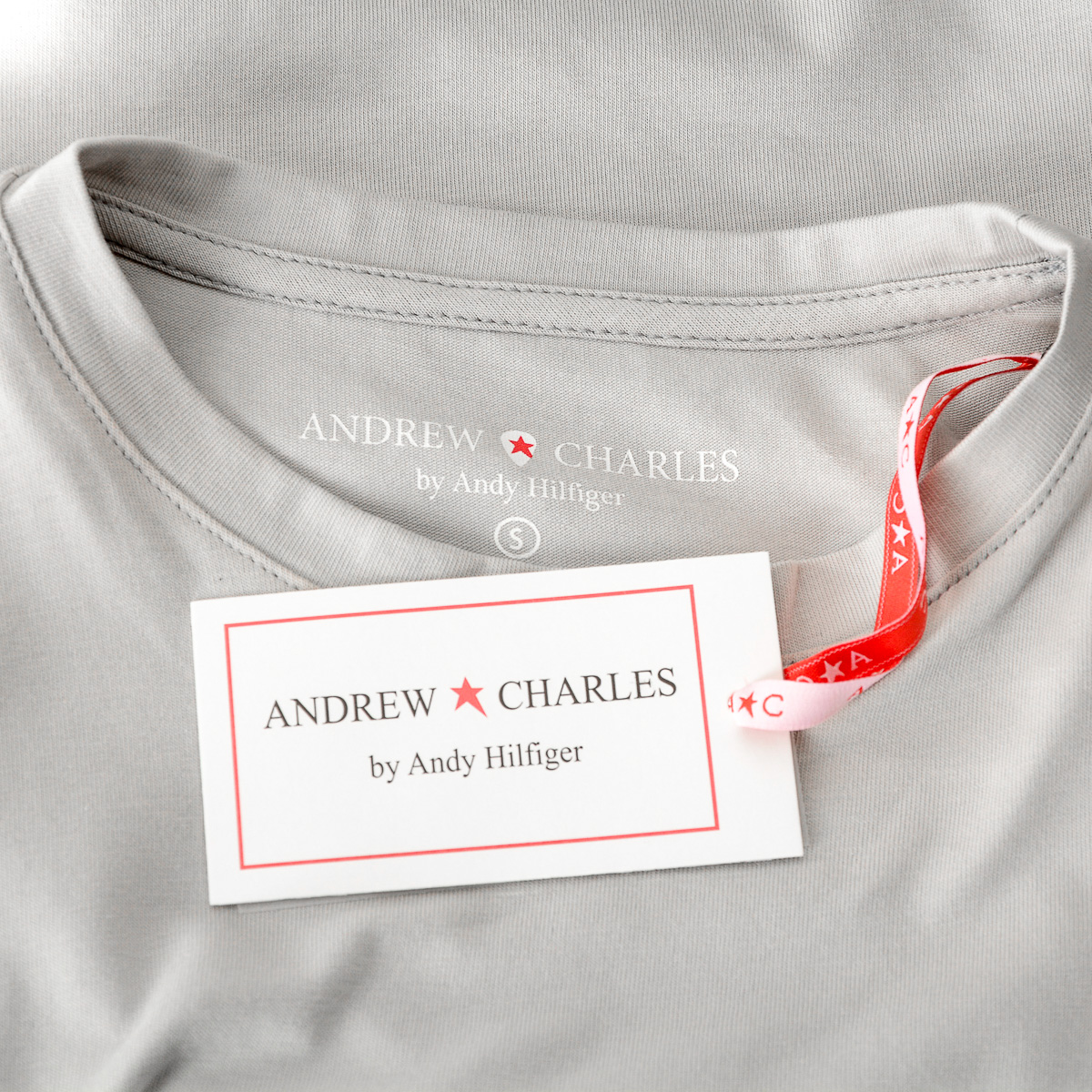 Camiseta Andrew Charles para mujer, manga corta, cuello redondo, gris, TARANA