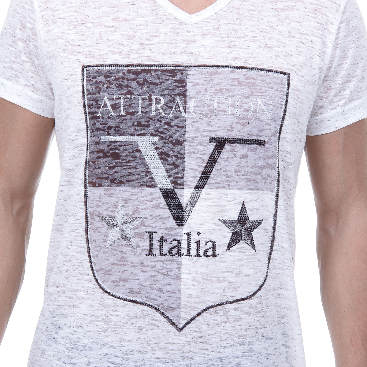 V 1969 Italia Mens T-shirt Short Sleeves V-Neck White ALEXANDER