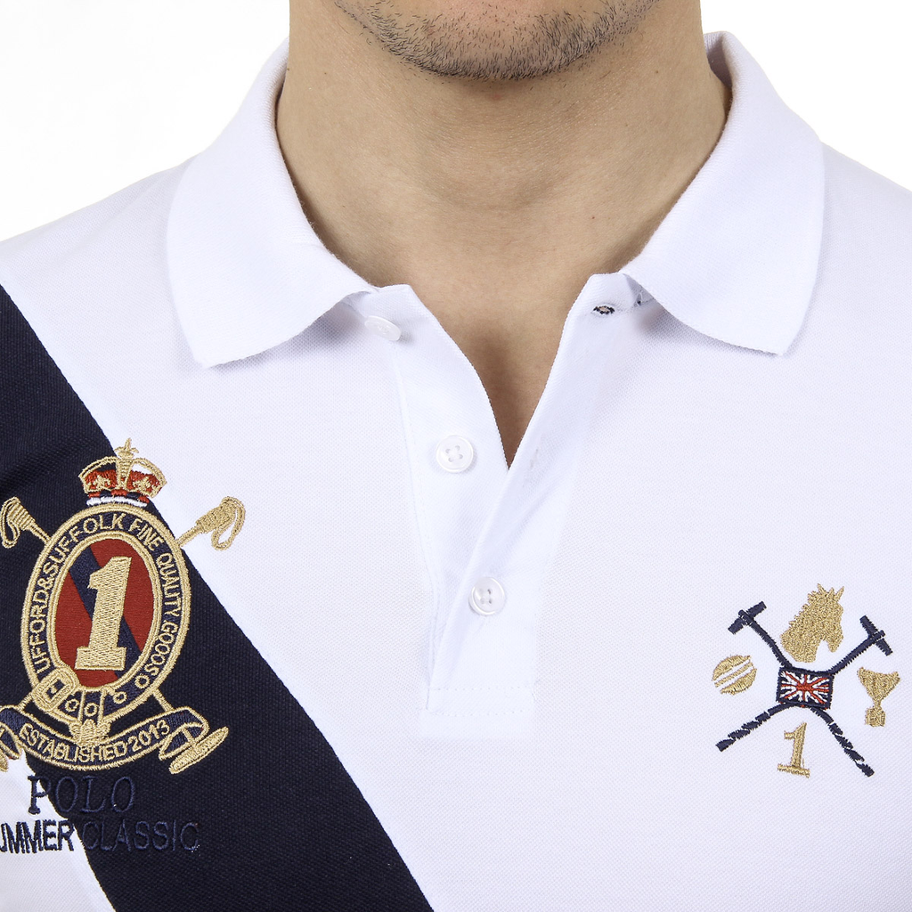 Polo Ufford & Suffolk Polo Club para hombre, manga corta, US004, blanco