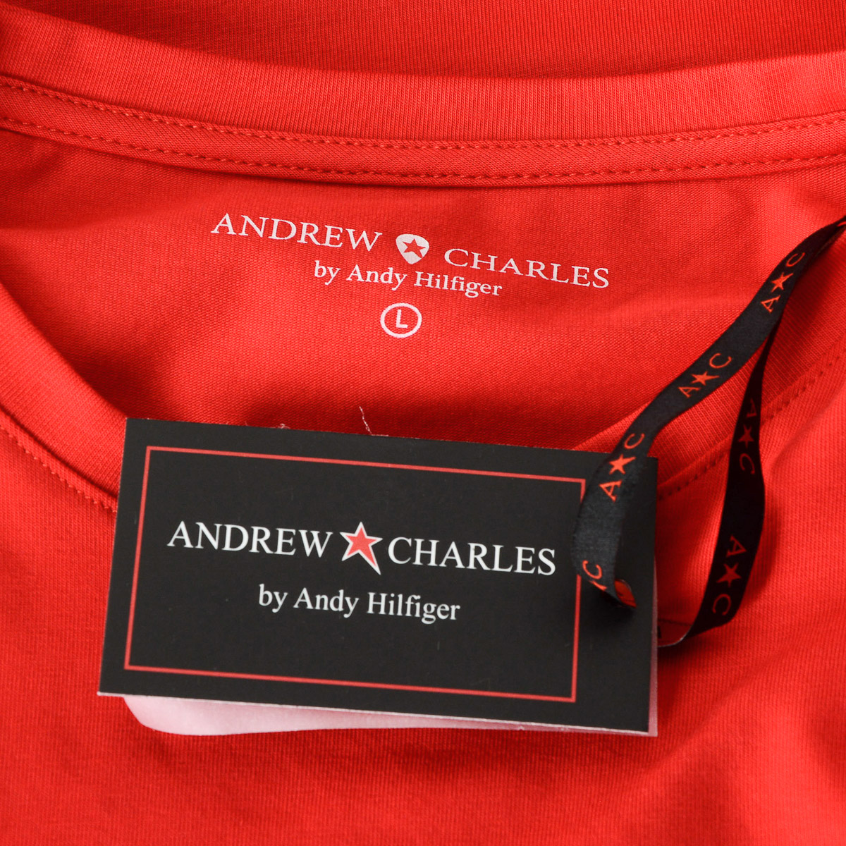 Camiseta Andrew Charles para hombre, manga corta, cuello redondo, roja, KEITA