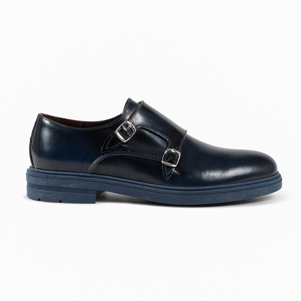 19V69 Italia Zapato de doble hebilla para hombre Azul 1210 P ABRASIVATO AZUL