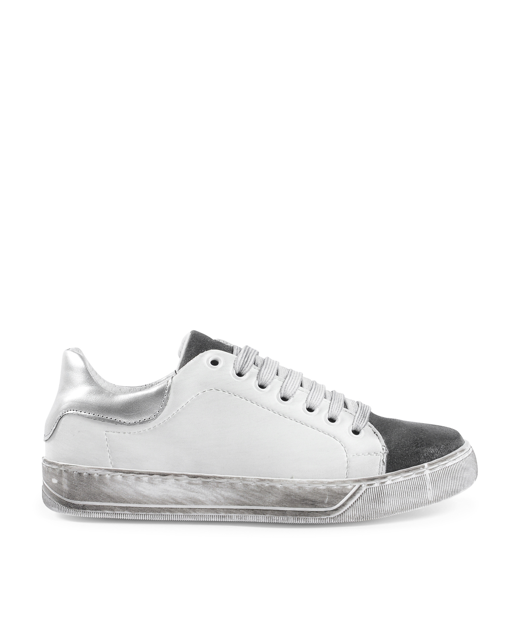 19V69 Italia Womens Sneaker White Grey 718 PELLE BIANCO CAM GRIGIO