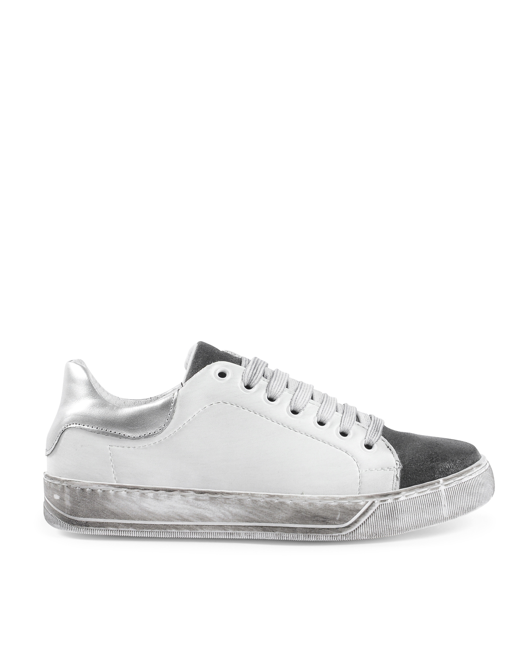 19V69 Italia Womens Sneaker White Grey 718 PELLE BIANCO CAM GRIGIO