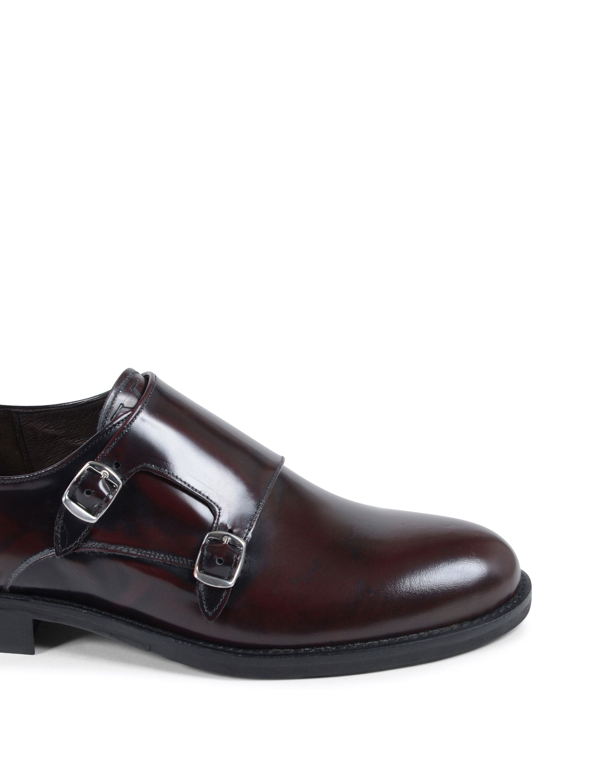 19V69 Italia - Zapato de doble hebilla para hombre, color burdeos 1210 MP ABRASIVATO BORDEAUX
